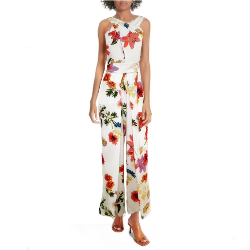 Alex Marie Floral Halterneck Jumpsuit Women’s Size 2 Multicolor Wide-Leg Summer